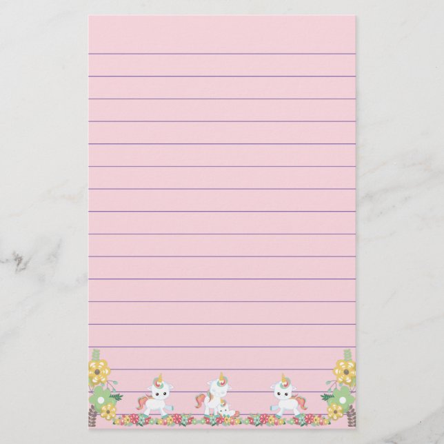 Papelaria Unicórnios Fofos e Florais (Frente)