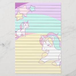 Papelaria Unicórnios Pastel no rosa roxo amarelo e no
