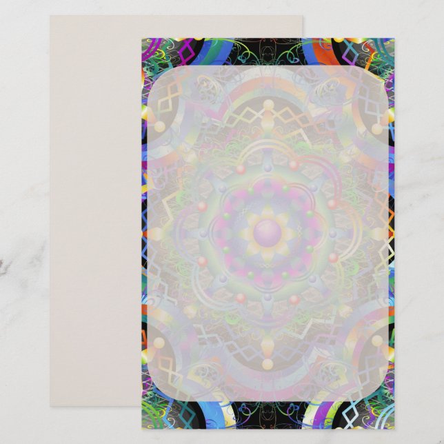 Papelaria Universo Mandala Cores Psicodélicas (Frente/Verso)