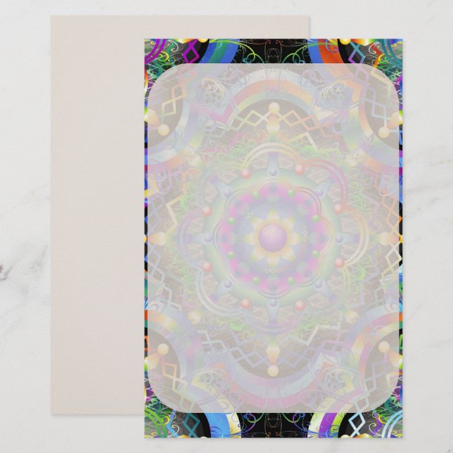 Papelaria Universo Mandala Cores Psicodélicas (Frente/Verso)