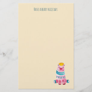 Papelaria Urso Aquarela Fofo Tenha um Dia Muito Bom