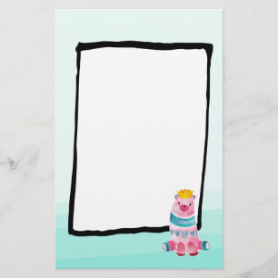 Papelaria Urso de Aquarela Bonito no Suporte a Ómbre Verde