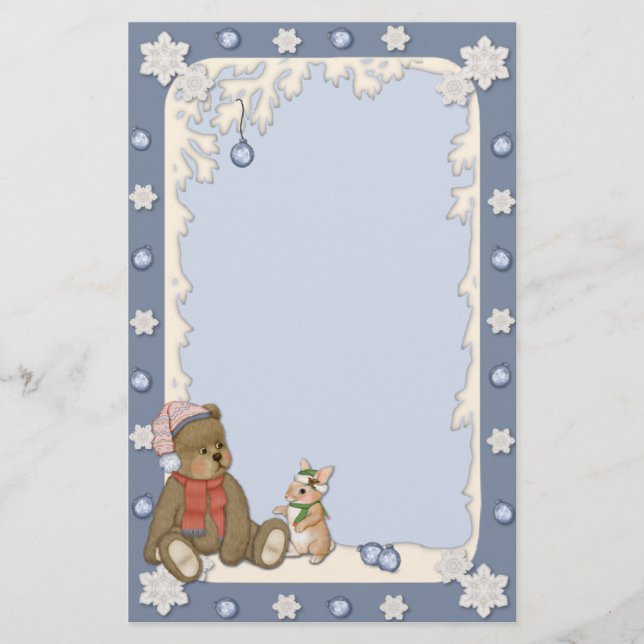 Papelaria Urso de Natal Snowy & Bunny (Frente)