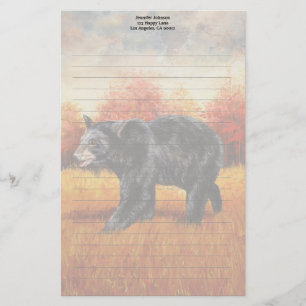 Papelaria Urso Negro na Floresta do outono