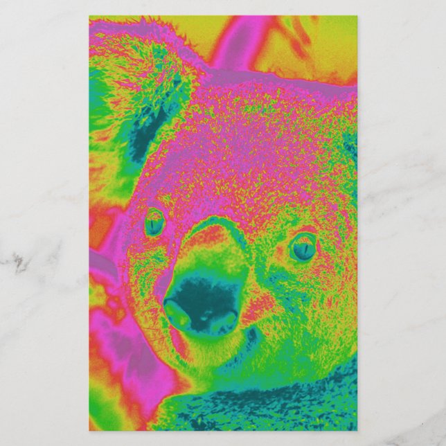 Papelaria ursos de coala fluorescentes (Frente)
