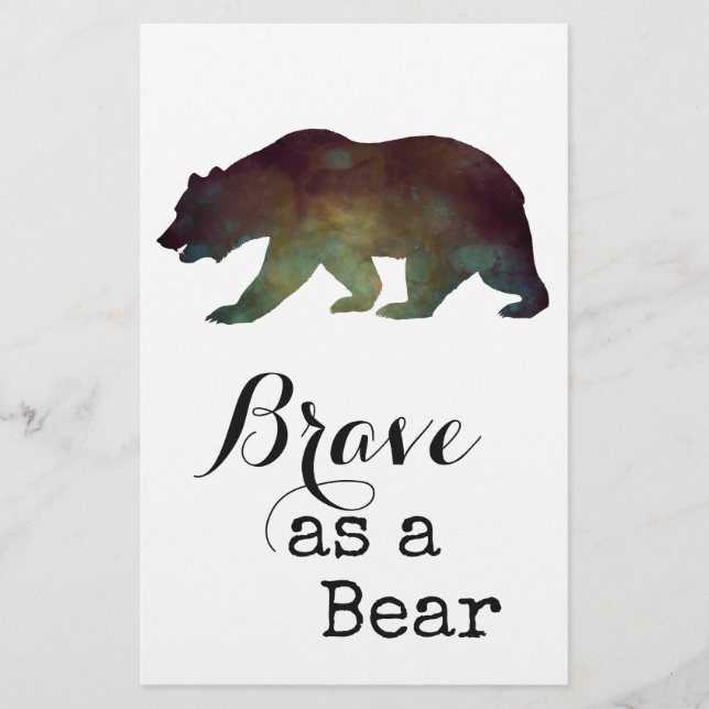 Papelaria Valente como um Urso Tipografia Aquarela (Frente)