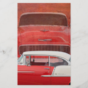 Papelaria Veículos clássicos Chevy Bel Air Dodge Red White