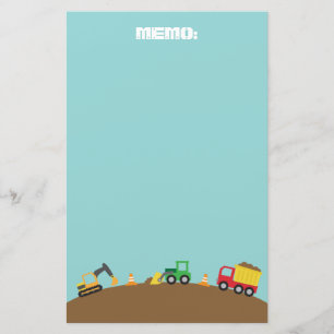 Papelaria Veículos de Construção Fofos Para Meninos