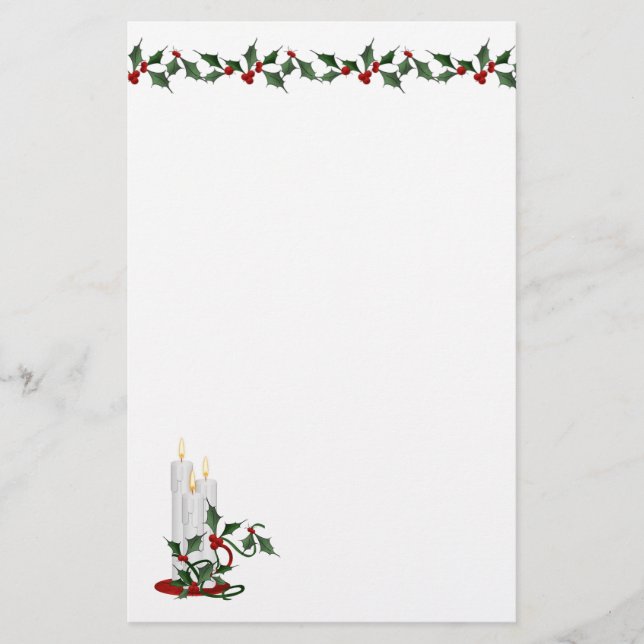 Papelaria Vela Holly Border e Holiday (Frente)
