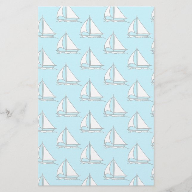 Papelaria Veleiros no teste padrão azul do mar (Frente)