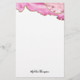 Papelaria Velvet Pink Gold Agate Geode Script Typography