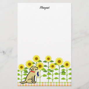 Papelaria Verão amarelo de Labrador e de girassóis