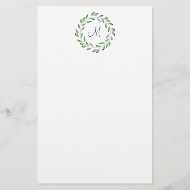 Papelaria Verdadeiro Watercolor Leaf Branch Wreath (Frente)
