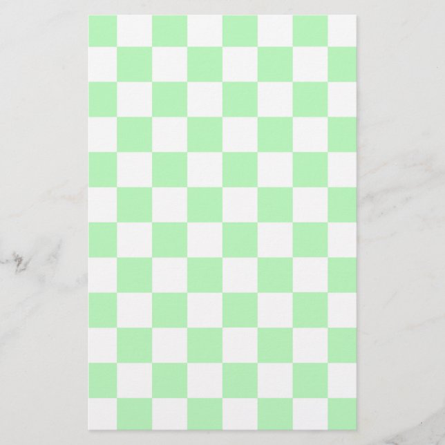 Papelaria Verde e branco suaves verificados (Frente)