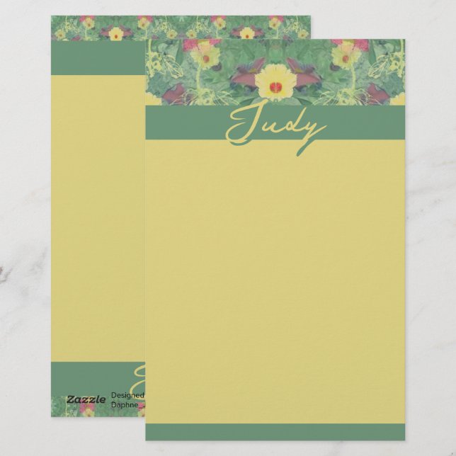 Papelaria Verde Floral (Frente/Verso)