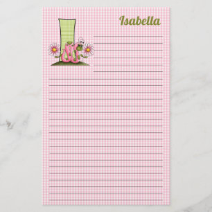 Papelaria Verme Cor-de-Rosa Monograma Letra I Papel de Carta