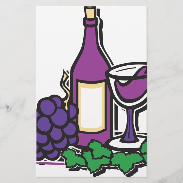 Papelaria Vinho Vermelho e Uvas Púrpuras (Frente)