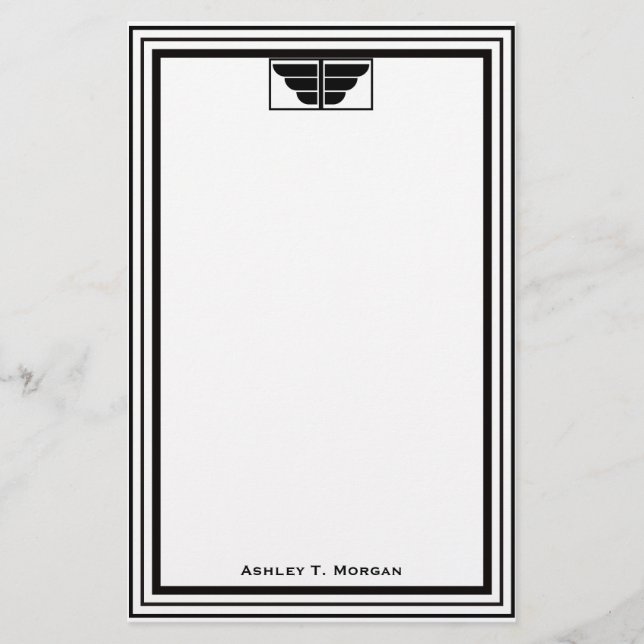 Papelaria Vintage Art Deco Black Whame #2 Personalizado (Frente)