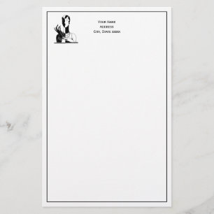 Papelaria Vintage Art Deco Lady With Pearls Blam White