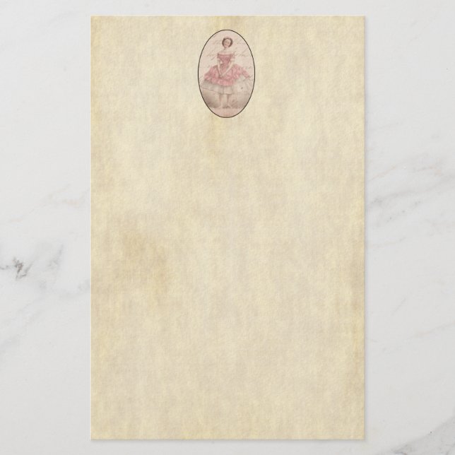 Papelaria Vintage Ballerina Girl in a Pink Tutu (Frente)