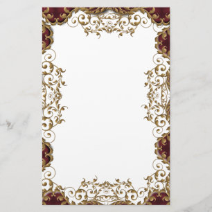 Papelaria Vintage Burgundy - casamento com filigres dourados