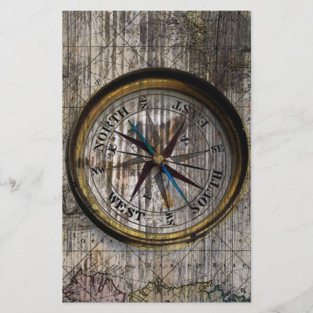 Papelaria Vintage Compass Wood (Frente)