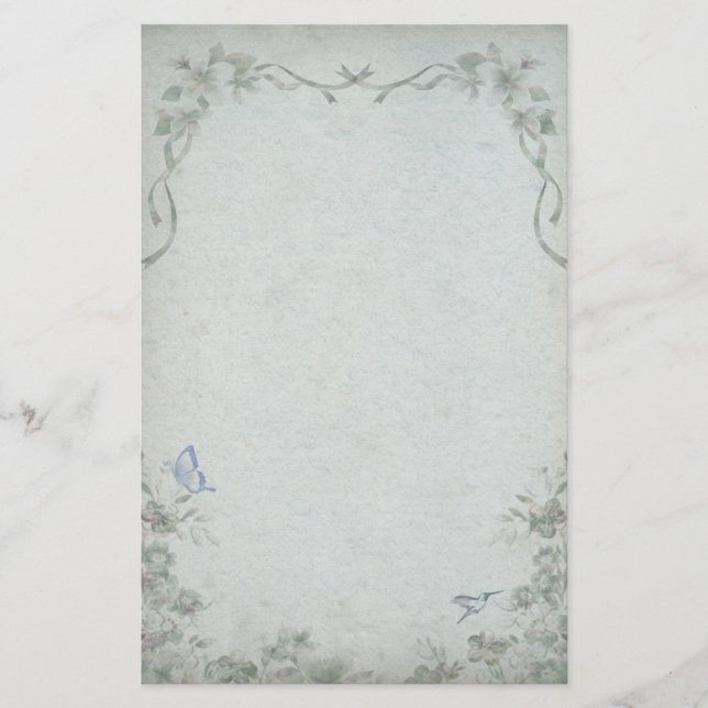 Papelaria Vintage Floral Blue Wedding (Frente)