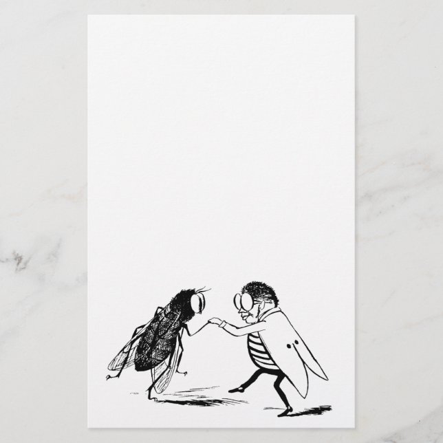 Papelaria Vintage Insetos Dançando; Mosca Azul (Frente)