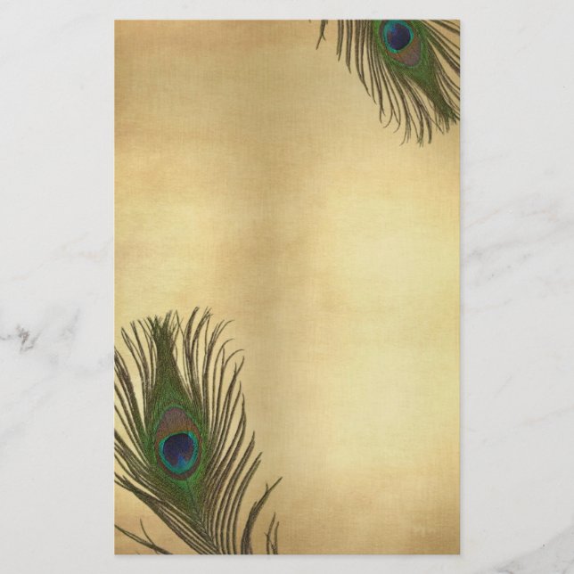 Papelaria Vintage Look Peacock Feather Elegante (Frente)