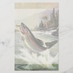 Papelaria Vintage Rainbow Trout Pescador Pesca de Peixes