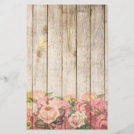 Papelaria Vintage Rosas Rústicos Românticos Madeira