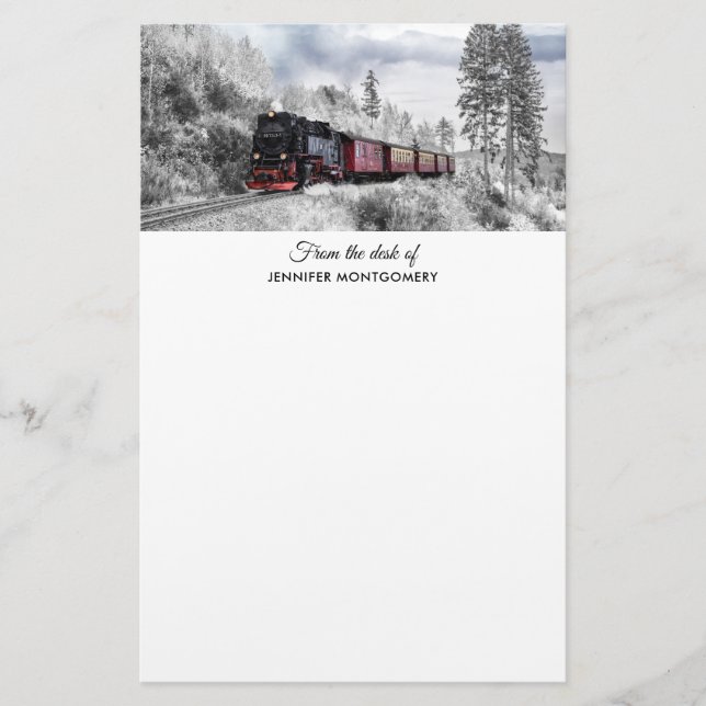 Papelaria Vintage Train Winter Christmas Cena (Frente)