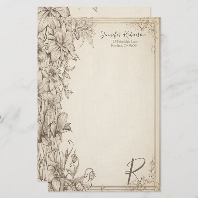 Papelaria Vintage Victorian Look Stationery (Frente/Verso)