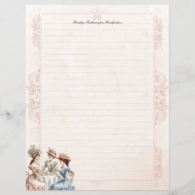 Papelaria Vintage Victorian Tea Monogramed Linked (Frente)