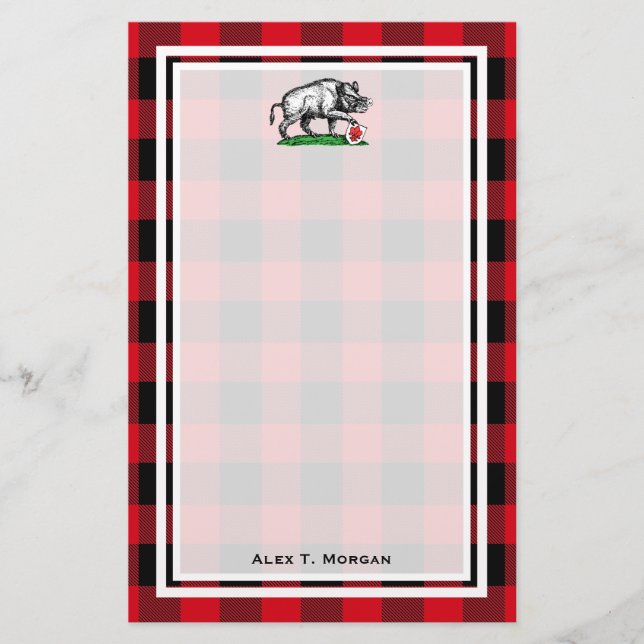 Papelaria Vintage Wild Boar Draar BW #3C (Frente)