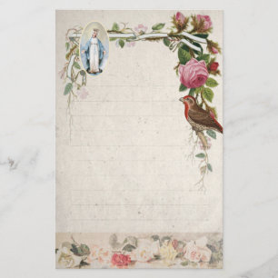 Papelaria Virgem Religiosa Mary Vintage Católica Floral