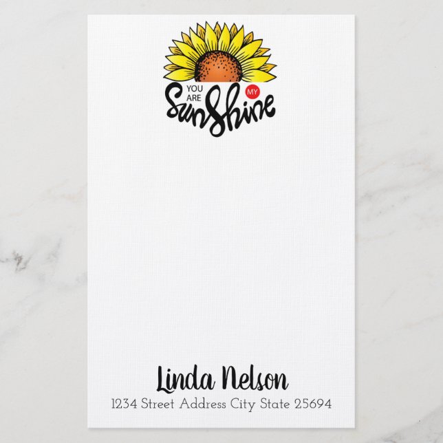 Papelaria Você é Meu Sol Girassol Personalizado (Frente)