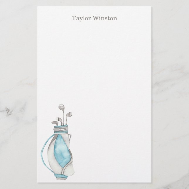 Papelaria Watercolor Golf Club & Bag Personalization Station (Frente)