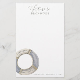 Papelaria Watercolor Life Preserver Beach House