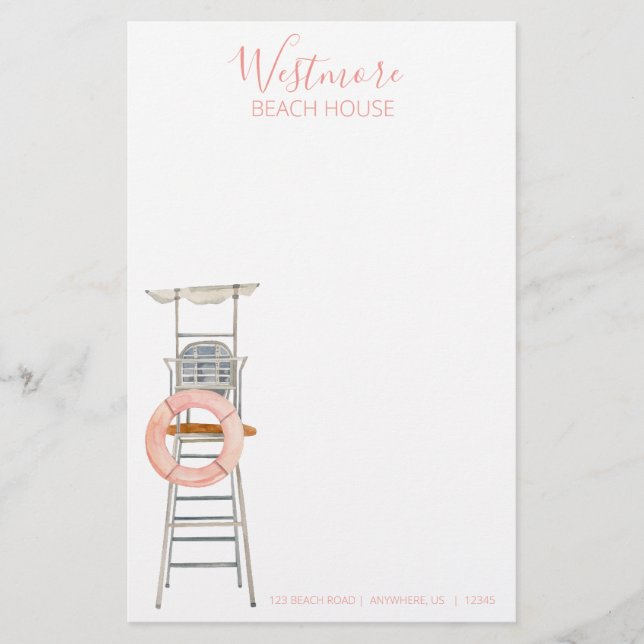 Papelaria Watercolor Lifeguard Stand Cadeira Praia House (Frente)