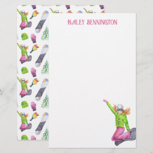 Papelaria Watercolor Snowboard Personalizado