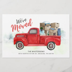 Papelaria Weve Moved Watercolor Red Truck Novo Endereço em M