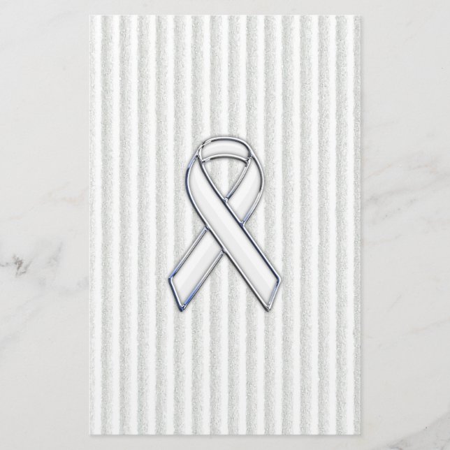 Papelaria White on White Ribbon Awarness Stripes (Frente)