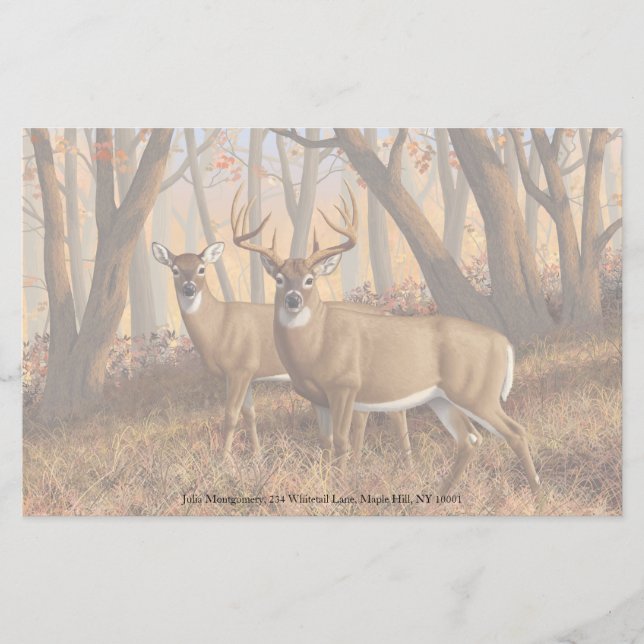Papelaria Whitetail Deer Buck & Doe Autumn Mapods (Frente)