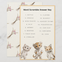 Papelaria Word Scramble Answer Key Whimsical Pajama Animals