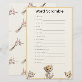 Papelaria  Word Scramble Whimsical Pajama Animals