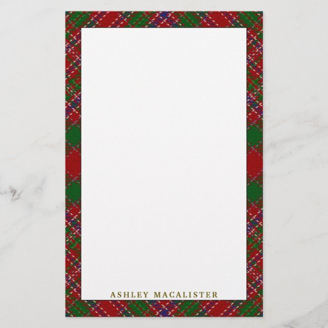 Papelaria Xadrez de Clan MacAlister Tartan (Frente)