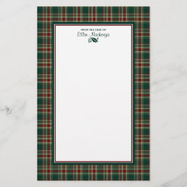 Papelaria Xadrez de Natal Verde Escuro Personalizada