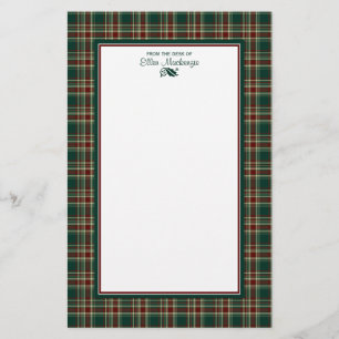 Papelaria Xadrez de Natal Verde Escuro Personalizada