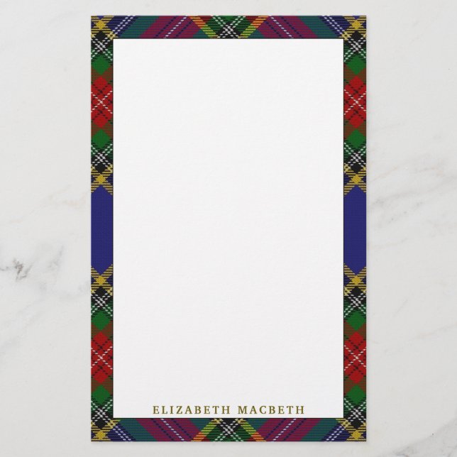 Papelaria Xadrez de Tartan elegante de Macbeth do clã (Frente)